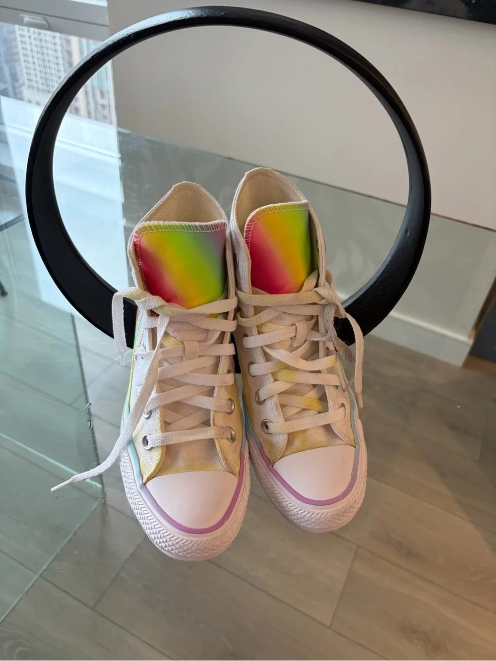 Kids Rainbow Tie-Dye Converse High-Top Sneakers